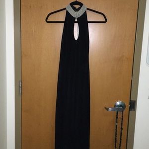 Black prom dress with pearls